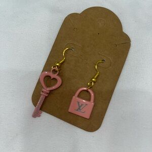 Pink Key and Bag Earrings